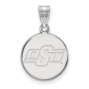 Black Bow Jewelry 14k White Gold Oklahoma State Cowboys NCAA Small Pendant - 1 of 3