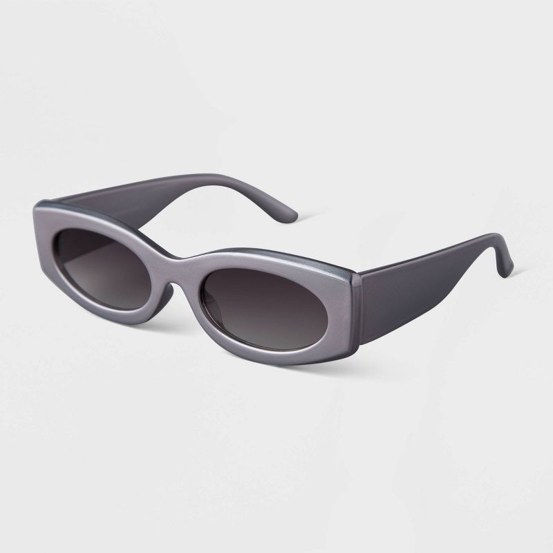 Women&#39;s Angular Oval Sunglasses - A New Day&#8482; Silver, 2 of 3