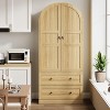 72" Tall Arched Kitchen Pantry Cabinet, Farmhouse Pantry Storage Cabinet with 2 Drawers & Wood Door, Freestanding Versatile Pantry Cabinets - 2 of 4
