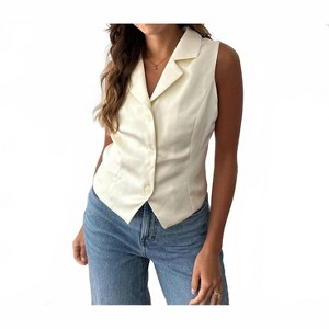 Women's Button Down Satin Vest - needii - 1 of 4