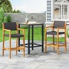 GDFStudio Eliani Outdoor Acacia Wood and Wicker 30 Inch Barstools (Set of 2), Teak/Black - 2 of 4