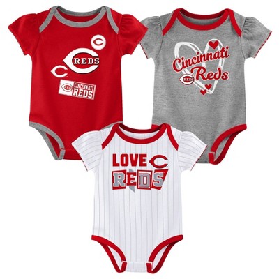 MLB Cincinnati Reds Infant Girls' 3pk White Bodysuit