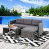 Outsunny 3 Piece Patio Furniture Set, Rattan Outdoor Sofa Set with Chaise Lounge & Loveseat, Soft Cushions, Table, L-Shaped Sectional Couch, Gray - 3 of 4