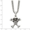 Black Bow Jewelry Stainless Steel Antiqued Skull and Crossbones Necklace 24 Inch - 4 of 4