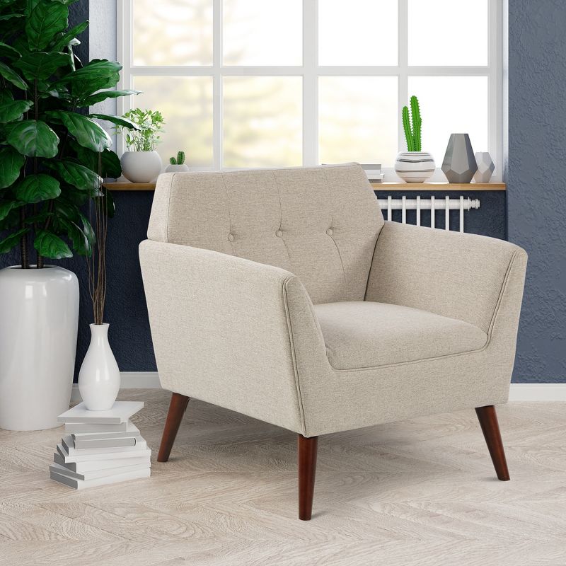HOMCOM Traditional Living Room Chair, Armchair with Button Tufted Polygonal Straight Back, Single Sofa with Thick Padding, 2 of 10