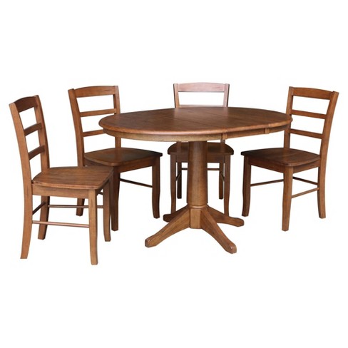 Rosemont Round Extendable Dining Table, Oak Round Extendable Dining Table Set