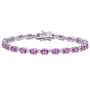 EVERLY JEWELRY | Sterling Silver 13.31 CT TGW Created Pink Sapphire and Created White Sapphire Bracelet, 7.25-inch - 1 of 4