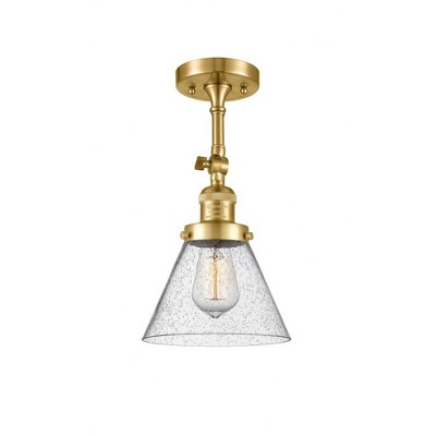 Cone - 1 Light Semi-Flush Mount In Industrial Style-14.5 Inches Tall and 7.75 Inches Wide