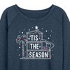 Women's - Barbie - Holidays & Christmas Lightweight French Terry Wide Neck Long Sleeve Shirt - 2 of 4