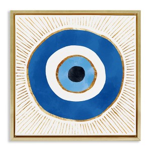 Stupell Industries Evil Eye Symbol Striped Rays Floating Frame Canvas Art, Gold, 25" x 25" - 1 of 4