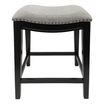 Carolina Living Sawyer 25" Saddle Counter Stool - Set of 2 - Antique Black - Grey Chenille Upholstery