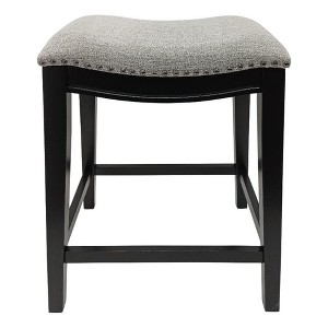Carolina Living Sawyer 25" Saddle Counter Stool - Set of 2 - Antique Black - Grey Chenille Upholstery - 1 of 4