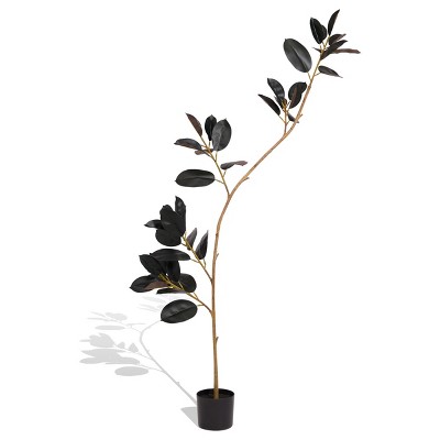 SKRAN Artificial Tree,Simulated Green Plant Pot,Plastic Artificial Plant Tree Bonsai, Fake Tree for Outdoor Indoor Home Decoration(Purple+Black)