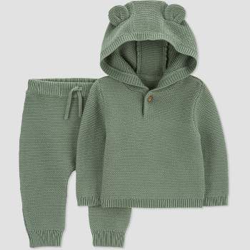 Carter's Just One You® Baby Boys' 2pc Bear Hooded Top & Bottom Set - Green