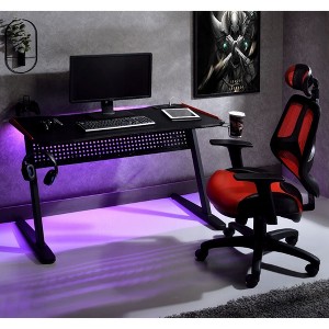 RISOKEYS Gaming Computer Desk Gaming Table with Cup Holder Headphone Hook,Z-Shaped Leg, Easy to Assemble for Bedroom Small Space Upgrade,Black and Red - 1 of 4