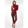 Slickblue Women's Animal Skin Vinyl Ankle Pants, Slim Fit, Edgy Design, Stretch Fabric, Burgundy Color, Size S-L - 3 of 4