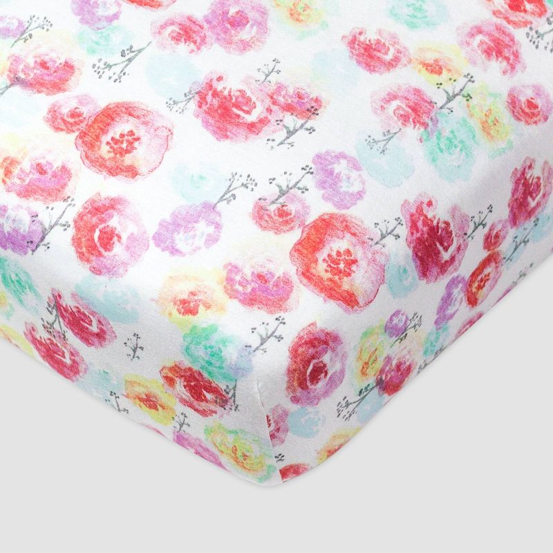 Honest Baby Organic Cotton Fitted Crib Sheet - Rose Blossom, 1 of 5