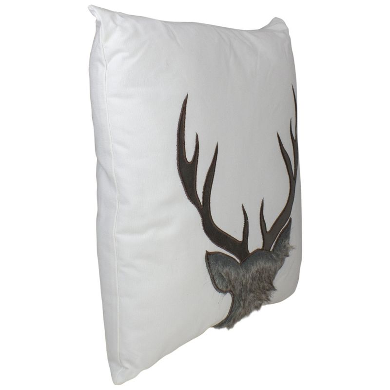 Northlight 17.5 White and Brown Faux Fur Reindeer Throw Pillow Cover, 3 of 6