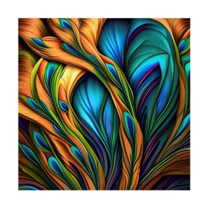 Canvas Wall Art - Tina Lavoie 'Peacock Abstract' Wall Art for Living Room, Bedroom, or Office Décor by Trademark Fine Art - 24 x 24 Inches - 1 of 4