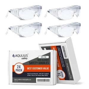 Aqulius 24 Pack Safety Glasses Over Eyeglasses Anti-Fog Crystal Clear Eye Protection - OTG Safety Goggles - 1 of 4
