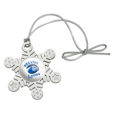 Wheaton College Primary Logo Metal Snowflake Christmas Tree Holiday Ornament