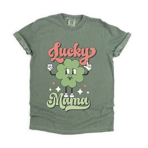 Simply Sage Market Women's Lucky Mama Clover Script Short Sleeve Garment Dyed Tee - 1 of 4