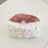 Anna-Kaci Quilted Floral Lace Makeup Bag with Bow Accent and Gingham Lining 7.3x4x3 - White - 3 of 3