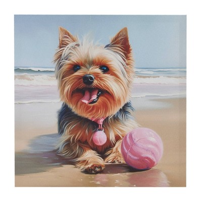 Madison Park 16"x16" Beach Playful Lively Dogs Print Canvas Wall Decor Art Blue