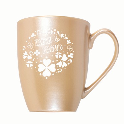 Elanze Designs Irish & Proud 10 ounce New Bone China Coffee Tea Cup Mug, Pearlescent Sand