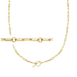 Ross-Simons 18kt Gold Over Sterling Charm-Compatible Paper Clip Link Toggle Necklace - 1 of 4