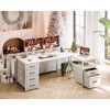 Itopfox L-Shaped Computer Desk with 6 Drawers & Power Outlet, Reversible Corner Desk with Storage Shelf & File Drawer, Home Office Desk in White - 4 of 4