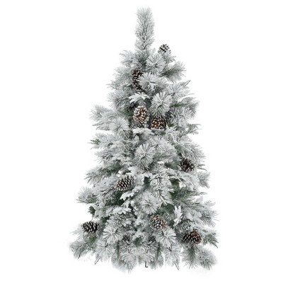 HomeRoots 4' Pre Lit Extra Full Frosted Pine Christmas Tree With Decorations