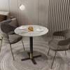 Round Dining Table with Sintered Stone Top and X-Shaped Stainless Steel Pedestal Base – Seats 2–3 People, Kitchen & Dining Room Table for Cafes - 2 of 4