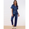 cheibear Women's Buton Down Sleepwear with Pants Nightwear Lounge Pajama Set 2 Pcs - 2 of 4