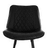 Elama 2 Piece Diamond Stitched Faux Leather Bar Chair in Black with Metal Legs - 3 of 4