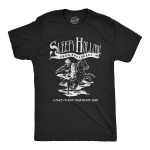 Mens Sleepy Hollow Bed And Breakfast T Shirt Funny Halloween Scary Hotel Inn Joke Tee For Guys - Crazy Dog Men's T Shirt - 1 of 4