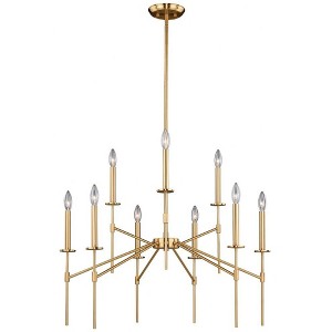 Vaxcel Kedzie 9 - Light Chandelier in  Natural Brass - 1 of 4