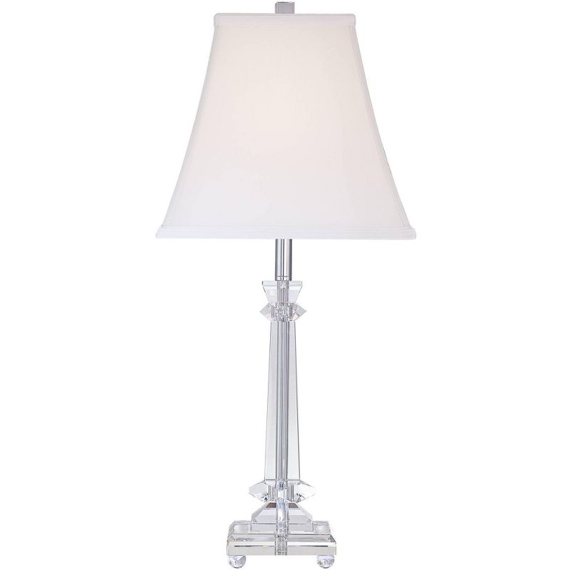Vienna Full Spectrum Traditional Table Lamp 25" High Crystal Glass Column White Square Bell Shade for Living Room Family Bedroom Bedside, 5 of 10