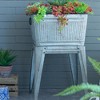NAYSAYE Planter Large Perryman Galvanized Tub On Stand Rustic Design for Indoor Outdoor Garden, Silver Gray, 20.5"*20.5"*21" - 2 of 4
