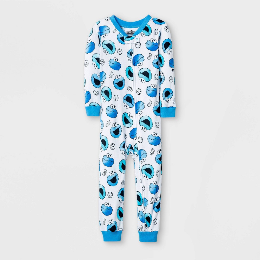 Toddler Boys' Cookie Monster Snug Fit Union Suit - White 18M