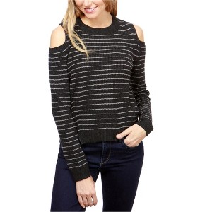 Lucky Brand Womens Striped Cold-Shoulder Pullover Sweater - 1 of 1
