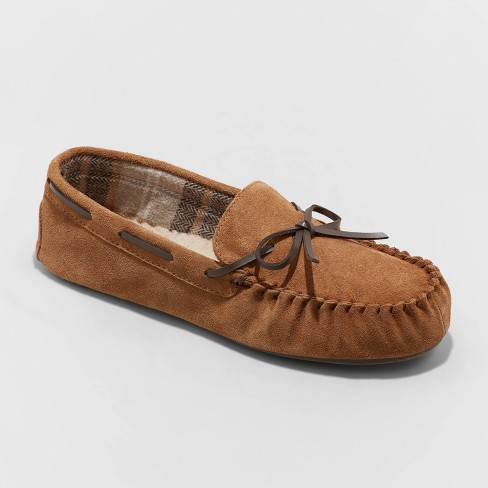 Men's Topher Moccasin Leather Slippers - Goodfellow & Co™ Dark