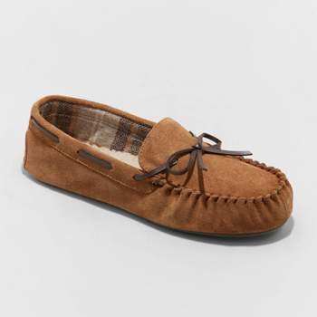 Men's Topher Moccasin Leather Slippers - Goodfellow & Co™ Dark Chestnut 7
