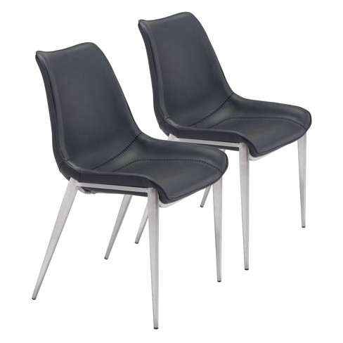 Set of 2 Encanto Dining Chairs Black Silver ZM Home