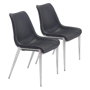 Set of 2 Encanto Dining Chairs Black/Silver - ZM Home