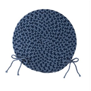 USA-Made Wool Braided Virginia Chair Pad, 15" dia. - Midnight - 1 of 3