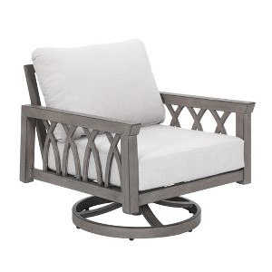 COWLOWN Outdoor Aluminum Swivel Lounge Chair with Dual Armrests, 1-Seater Patio Swivel Sofa Chair with Cushion for Balcony, Porch, or Garden - 1 of 4