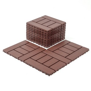 Hrinhom 44 pieces H style 12 inch balcony deck tiles, DIY interlocking deck floor tiles, indoor and outdoor floor tiles - 1 of 4