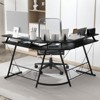 Tangkula L-shaped Computer Corner Desk 51” Reversible Office w/Power Outlet USB Ports Monitor Stand Keyboard Tray Gaming Desk with Hook - 4 of 4