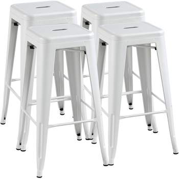 Yaheetech Set of 4 Metal Backless Counter Height Bar Stools Stackable Chairs